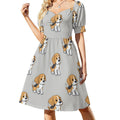 d'été à manches bouffantes pour femme Beagle, coupe trapèze, mini-robe courte décontractée