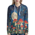 à capuche zippé rouge champignon pour femme, coupe décontractée, manches longues, poids moyen, motif graphique, idéal pour les voyages, le shopping